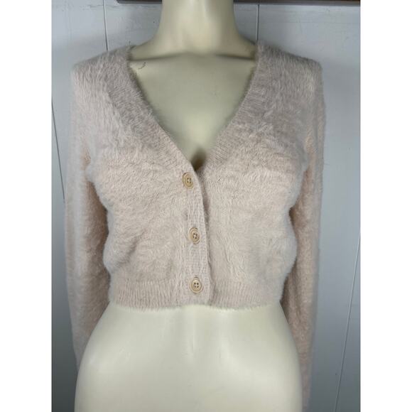 Aritzia Sunday Best Reese Cropped Cardigan in Ballerina pink Size M. - Picture 2 of 7